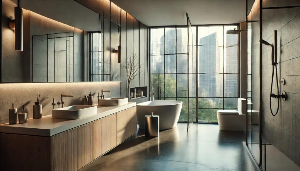 modern and urban bathroom interior design with ai