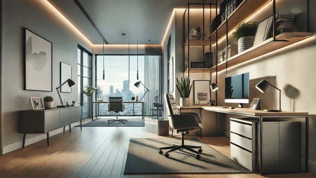 modern and urban workspace interior design with ai