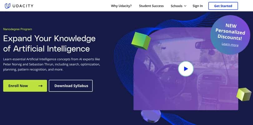 Image Best AI Courses Online - Expand your knowledge of Artificial Intelligence, Udacity