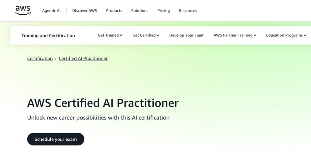 Course Info and SIgnup interface of Amazon AWS Certified AI Practitioner
