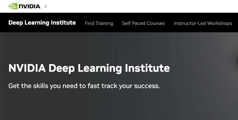 course interface of NVIDIA Deep Learning Institute (DLI) Fundamentals