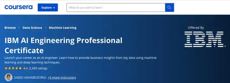Image Best AI Courses - IBM AI Engineering Professional Certificate, Coursera
