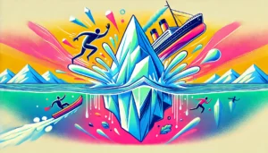 an human-iceberg interaction to symbolize iceberg spotting for recognizing and solving upcoming problems.